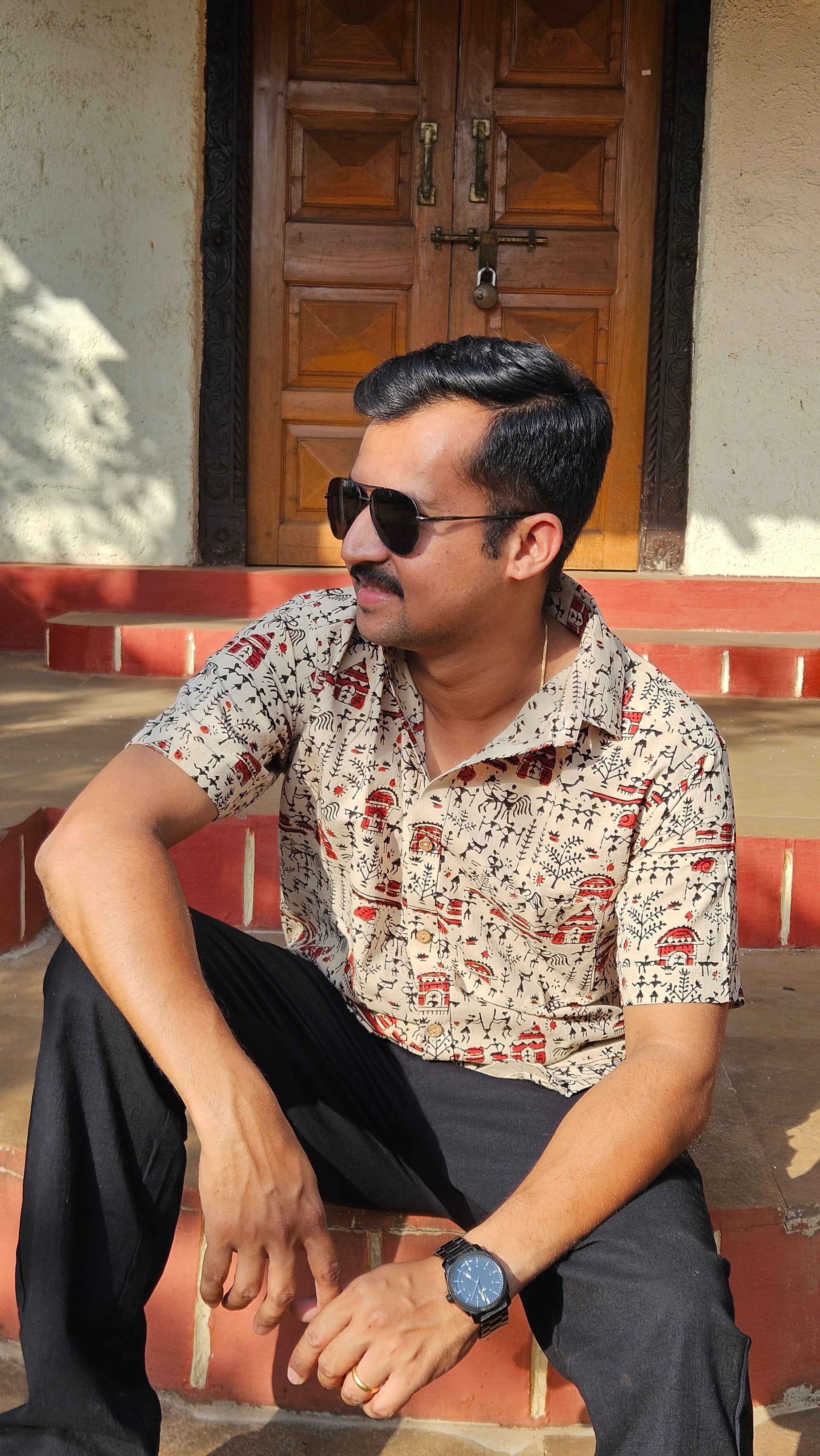 Handblock warli printed shirt