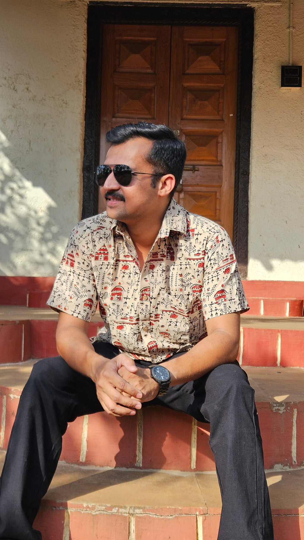 Handblock warli printed shirt