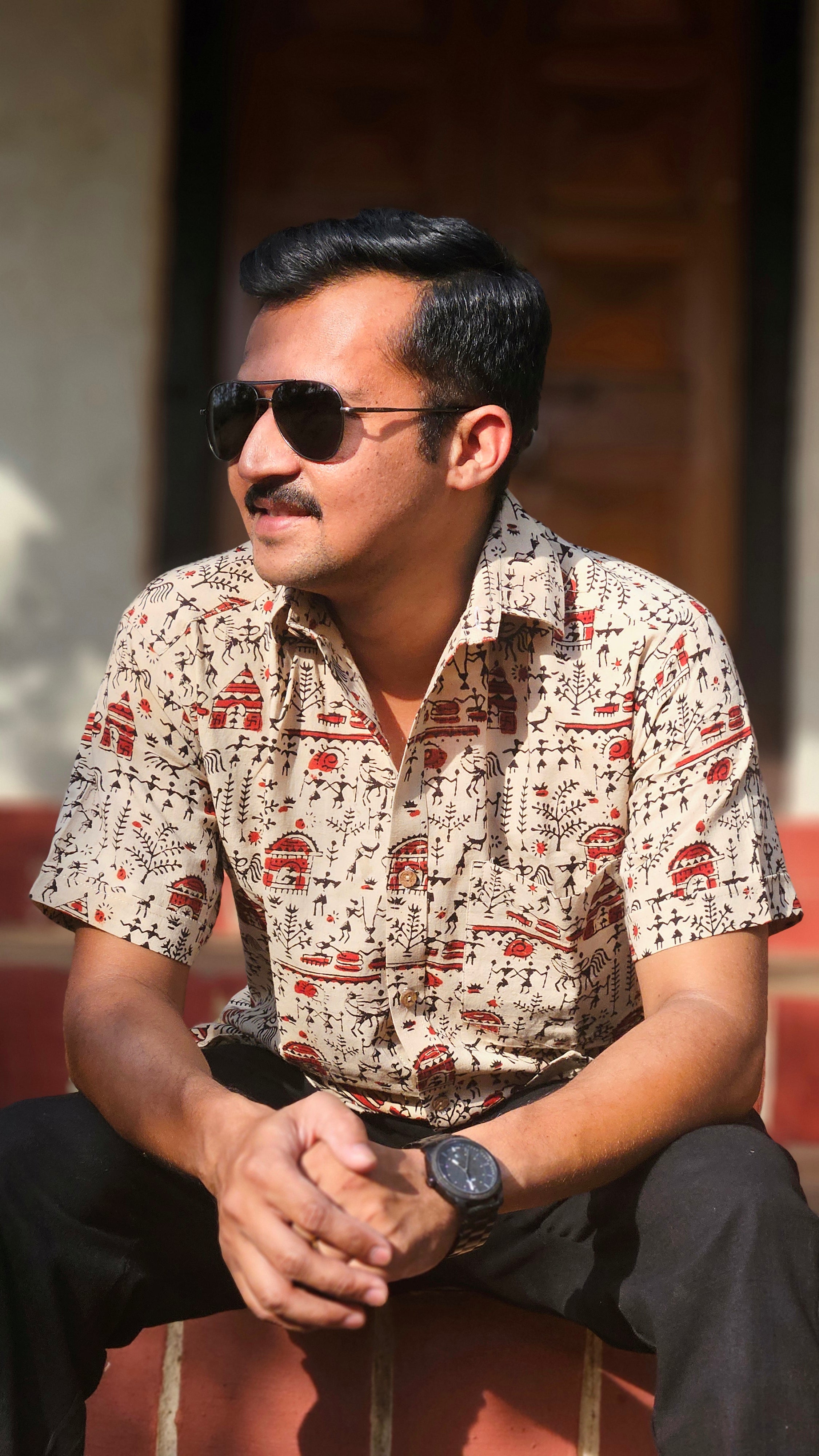 Handblock warli printed shirt