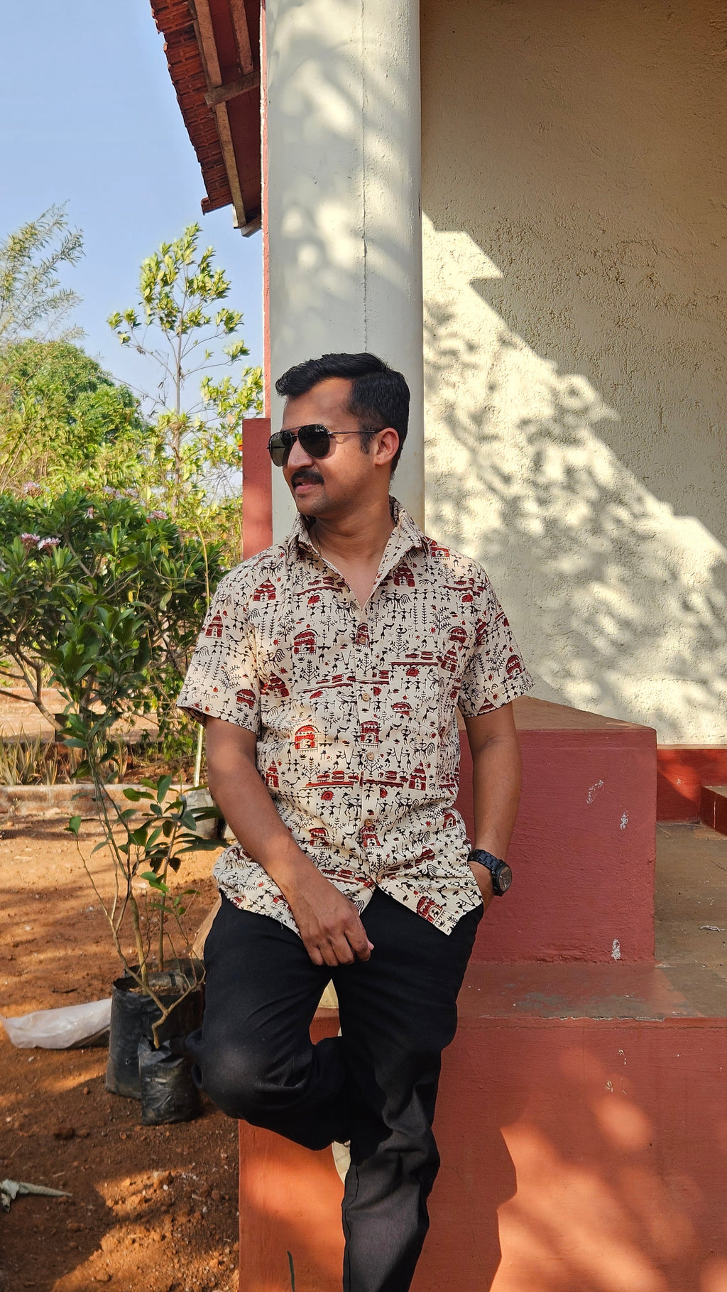 Handblock warli printed shirt