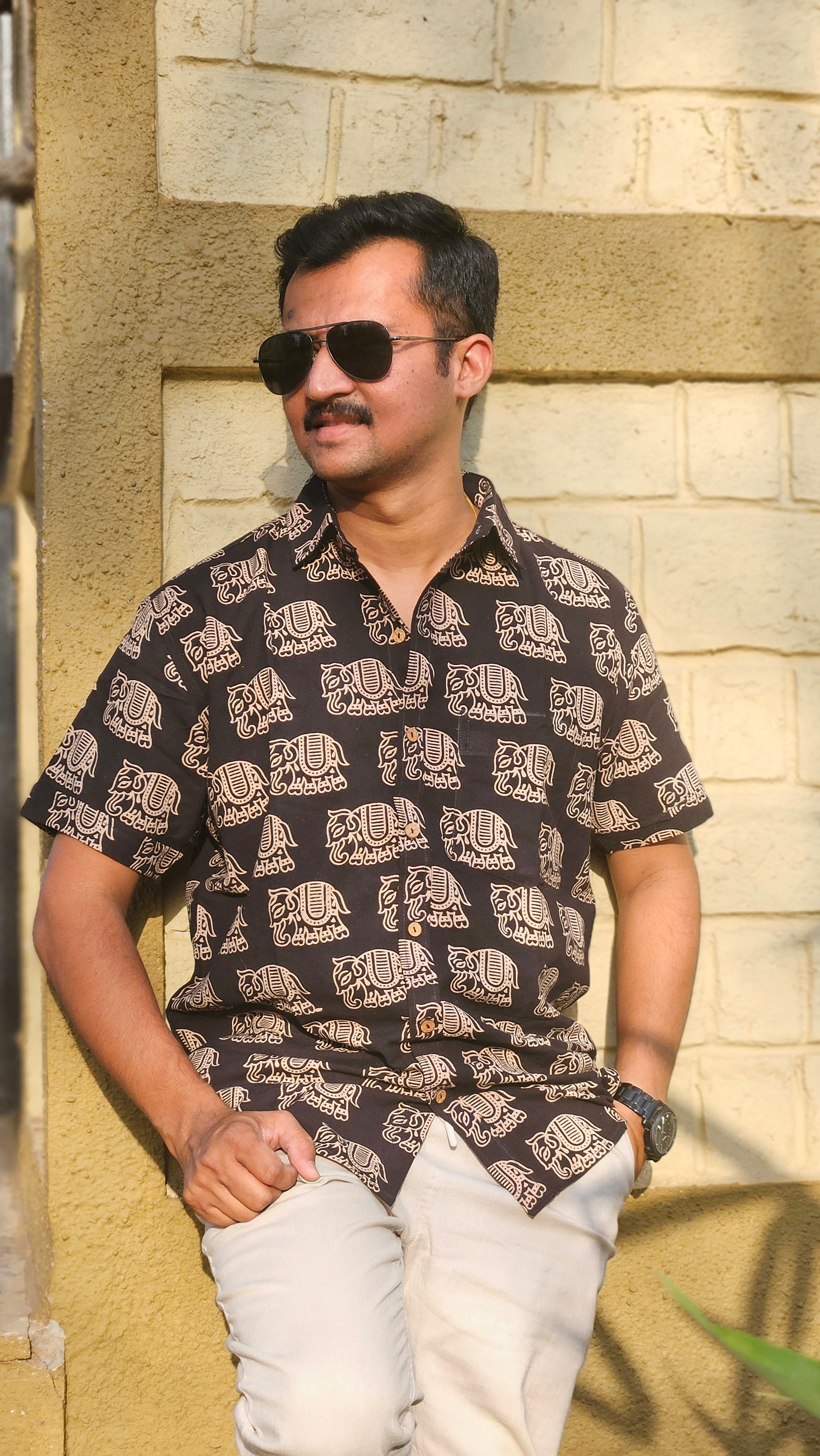 Black Elephant printed shirt