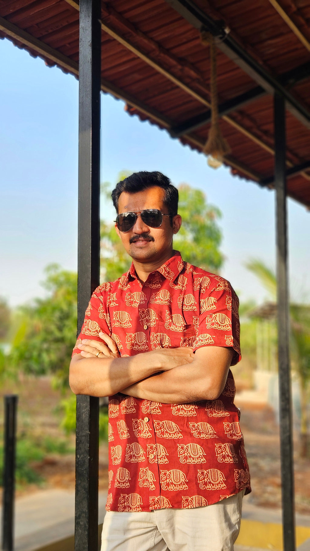 Elephant handblock printed shirt
