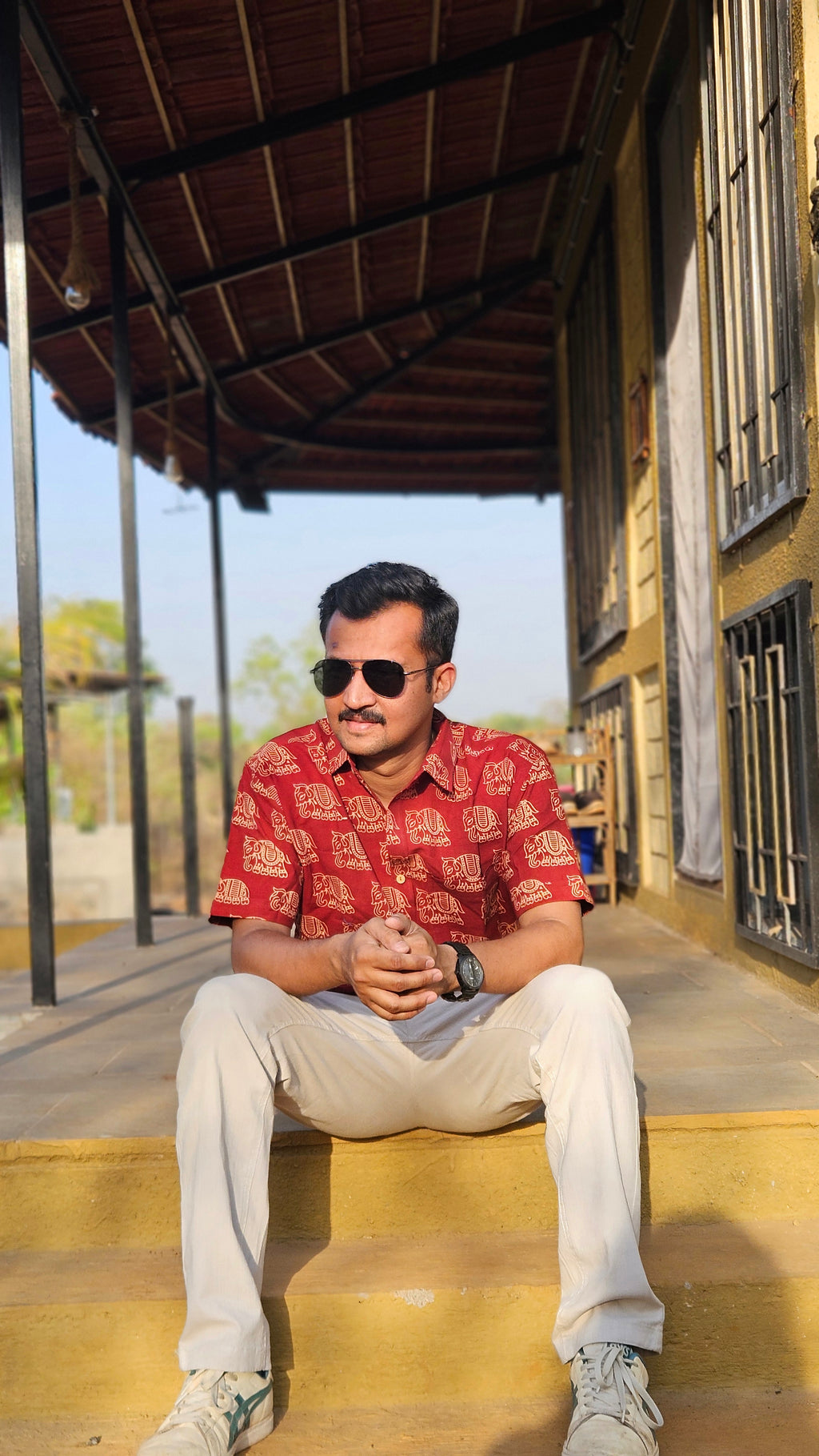 Elephant handblock printed shirt