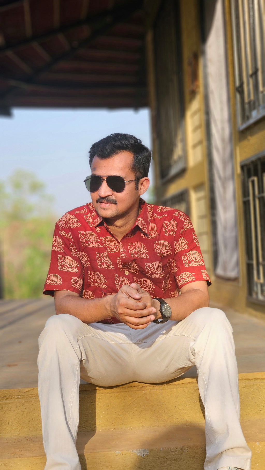 Elephant handblock printed shirt