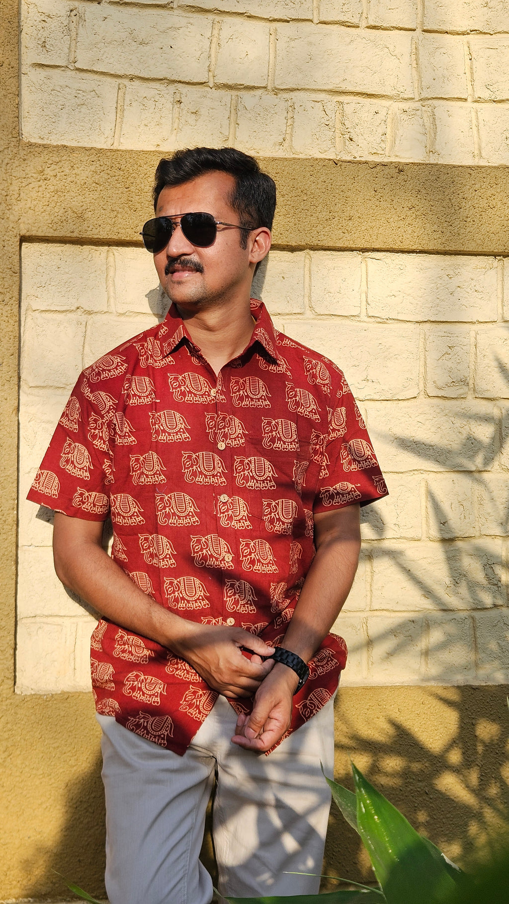 Elephant handblock printed shirt