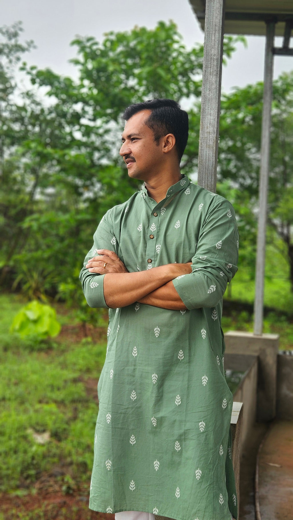 Sage green handwoven kurta✨️