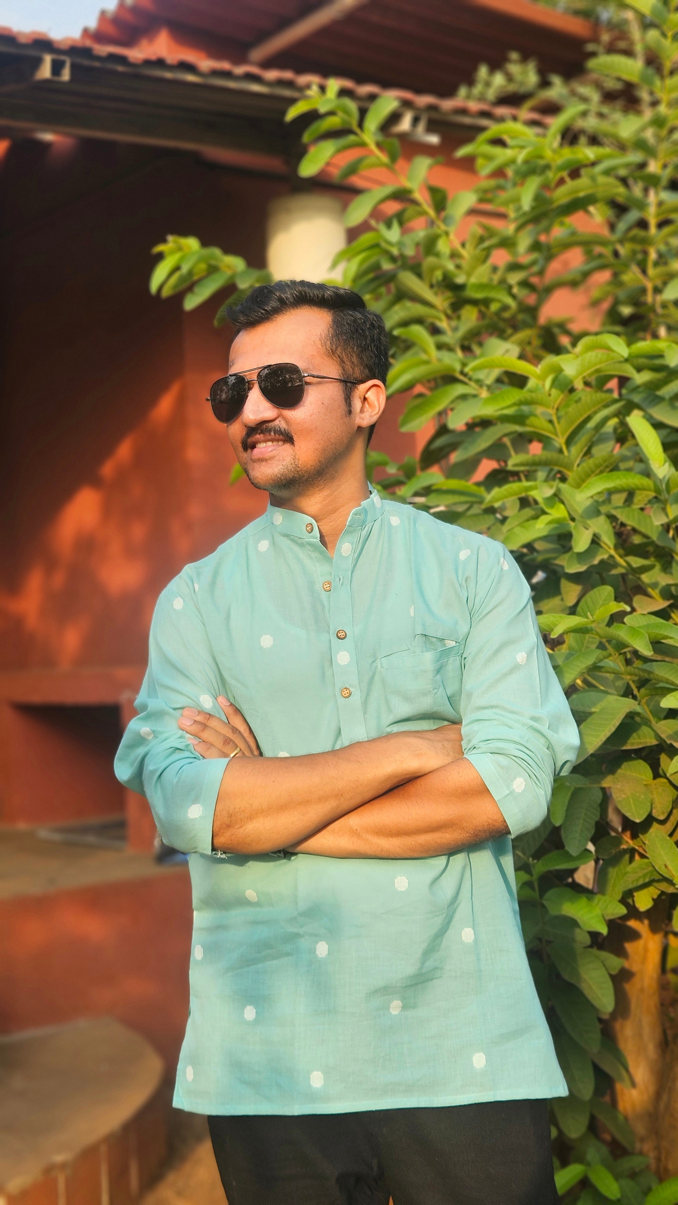 Aqua mint handwoven short kurta🩵