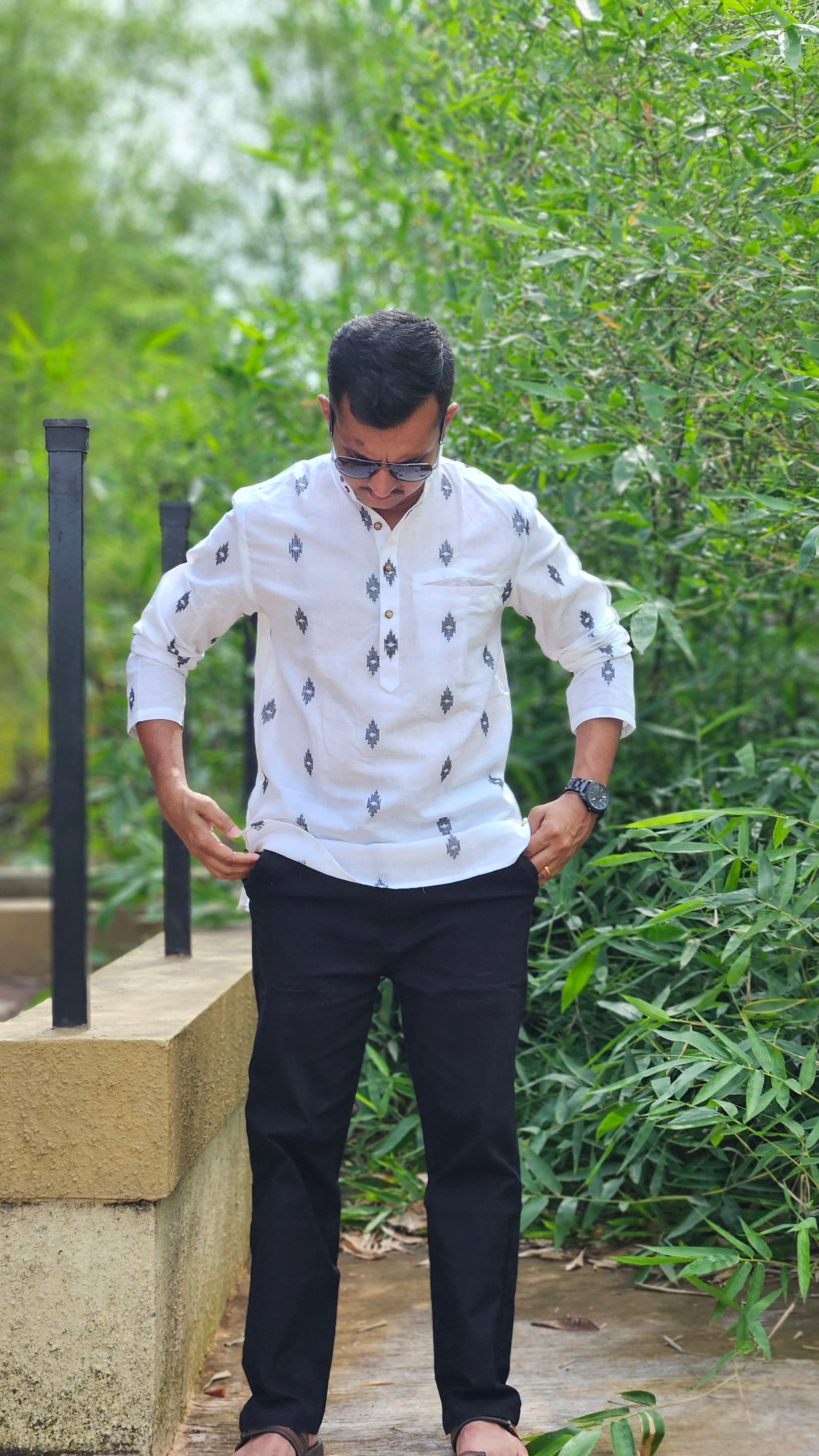 White handwoven short kurta 🤍
