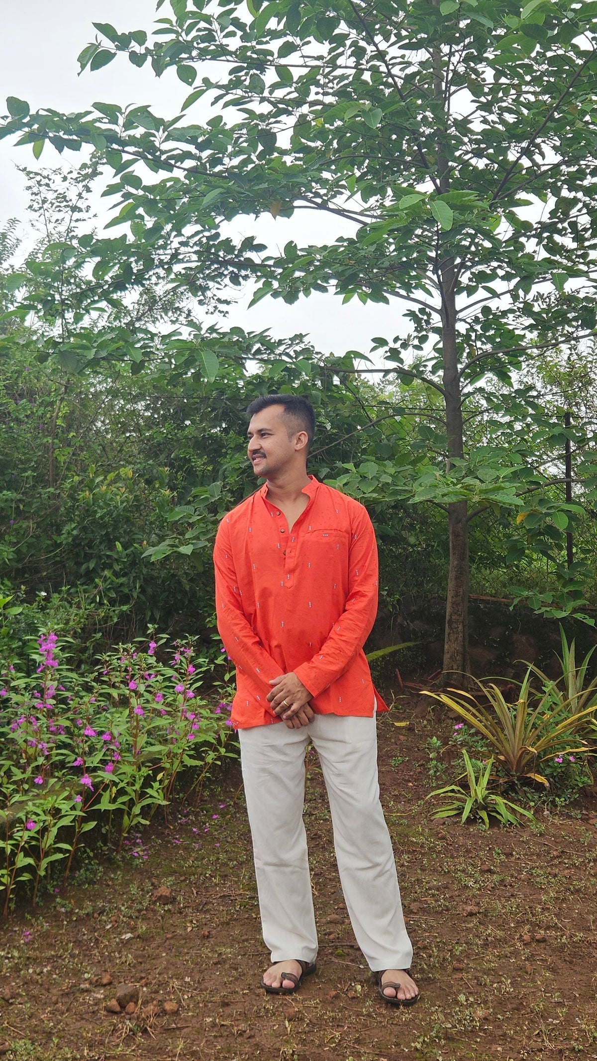Rust handwoven short kurta