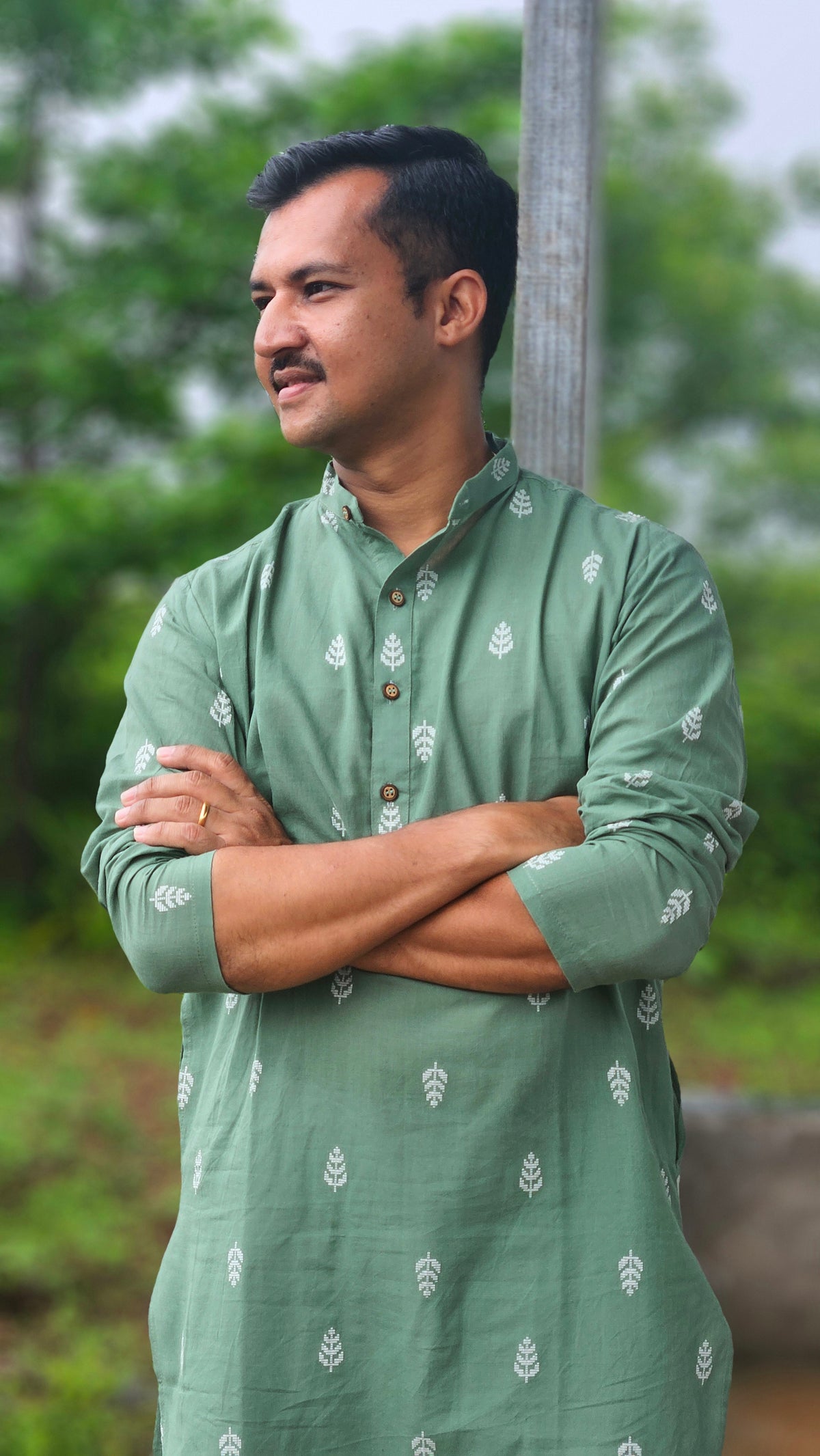 Sage green handwoven kurta✨️