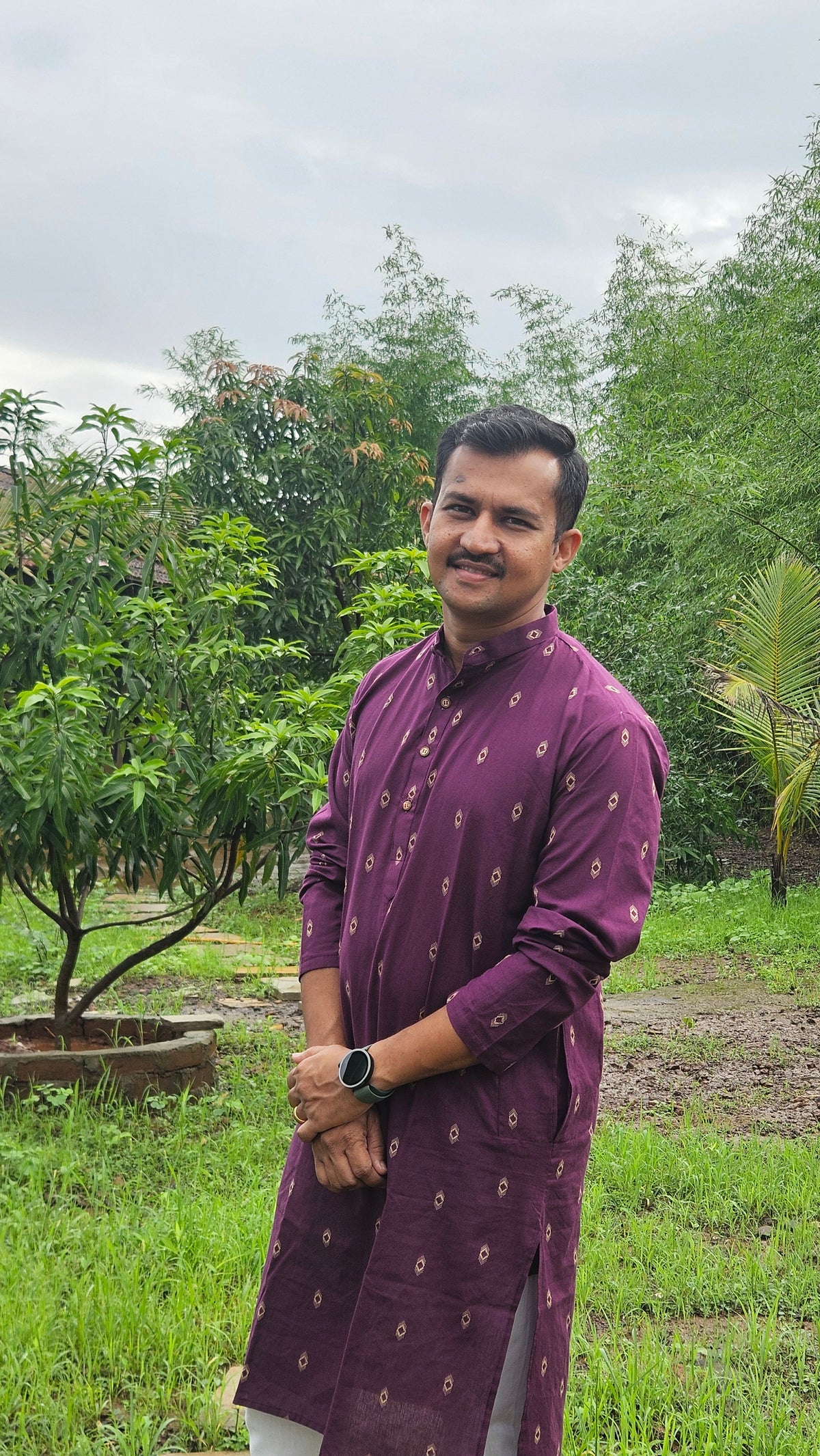 Purple handwoven kurta
