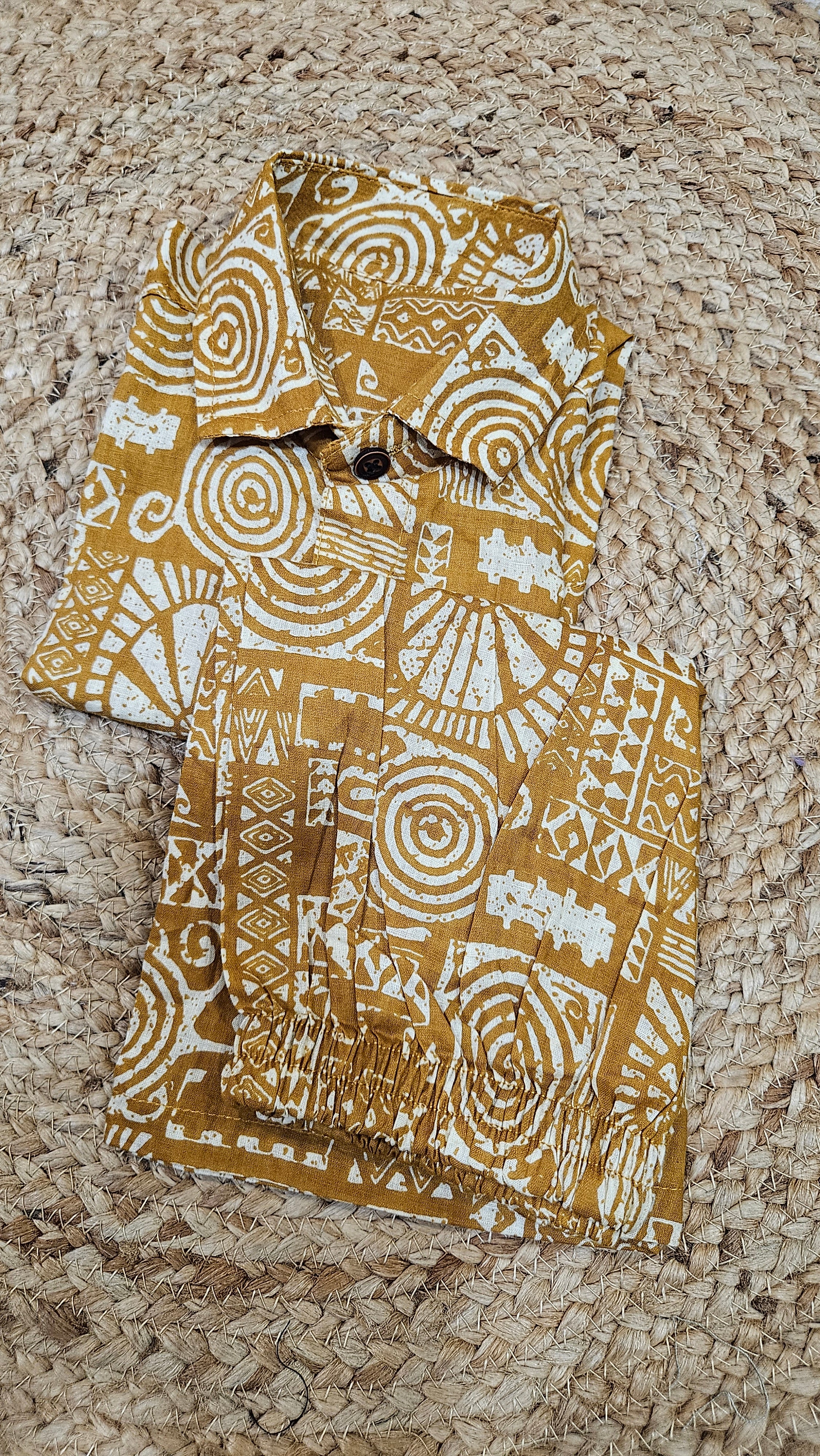 Abstract mustard yellow co ord set
