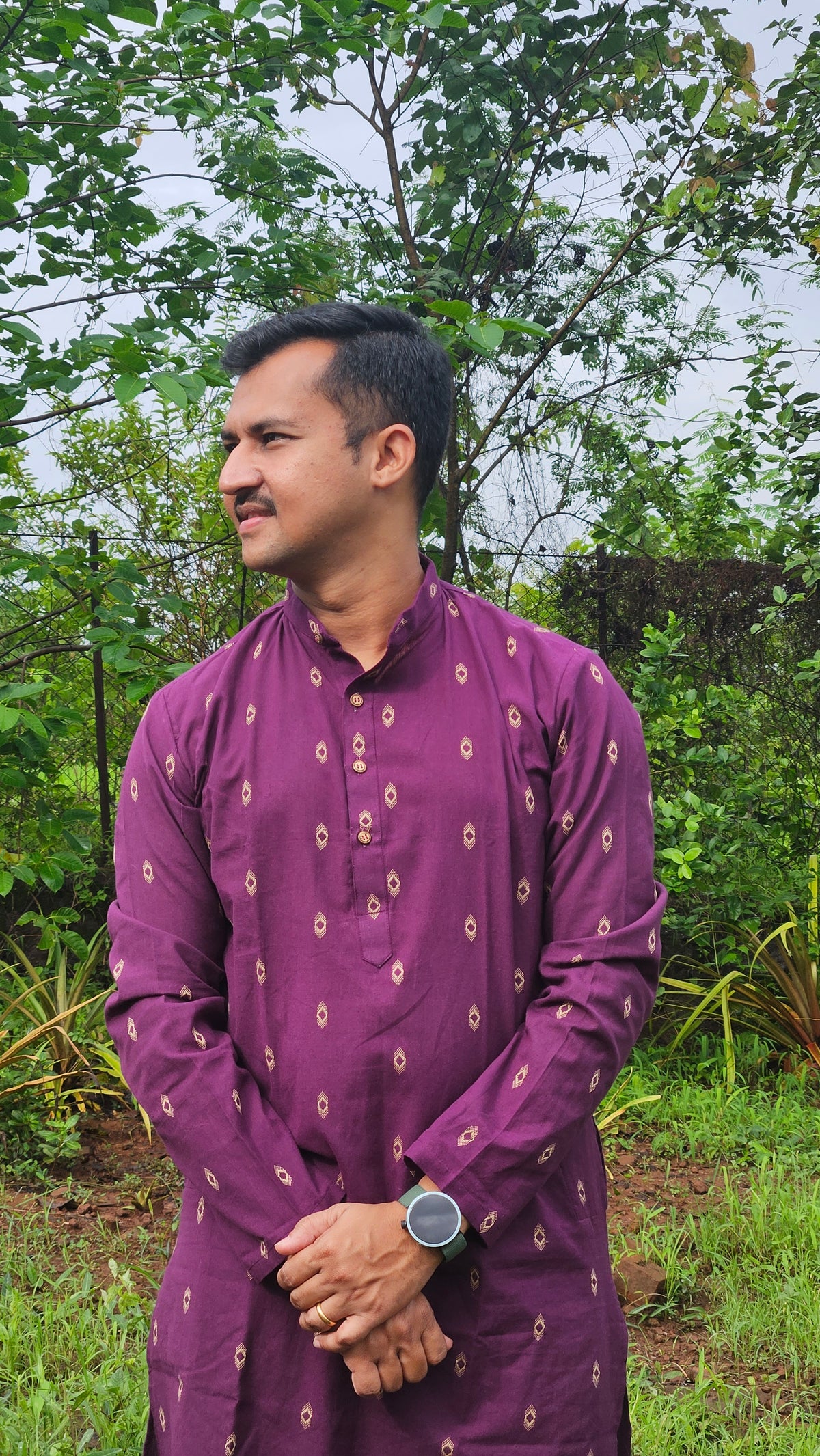 Purple handwoven kurta