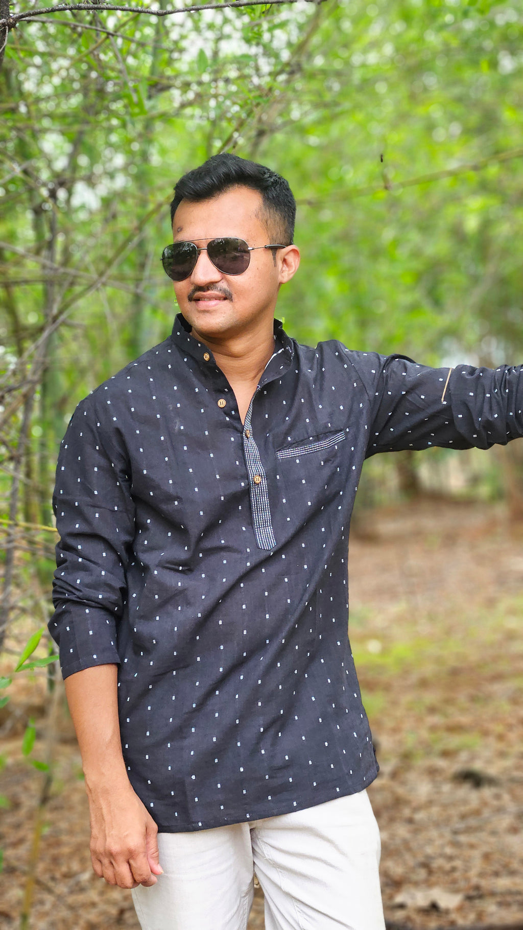 Black handwoven short kurta🖤