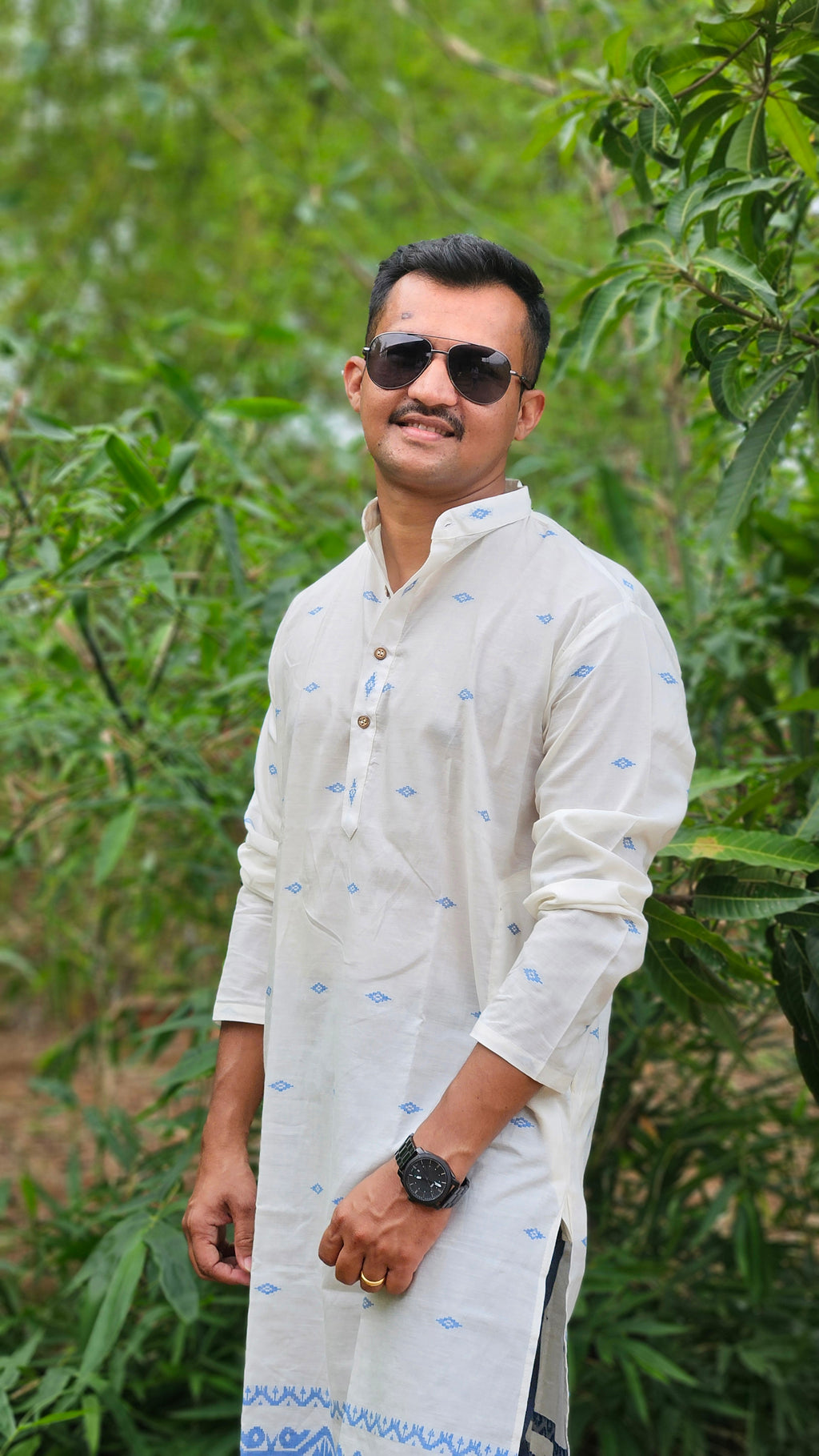 White Jamdani Handwoven kurta