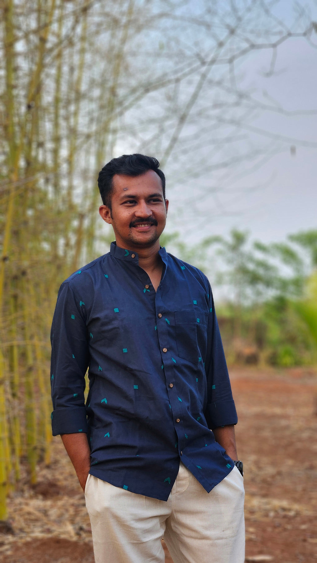 Navy blue handwoven full sleeves shirt ✨️