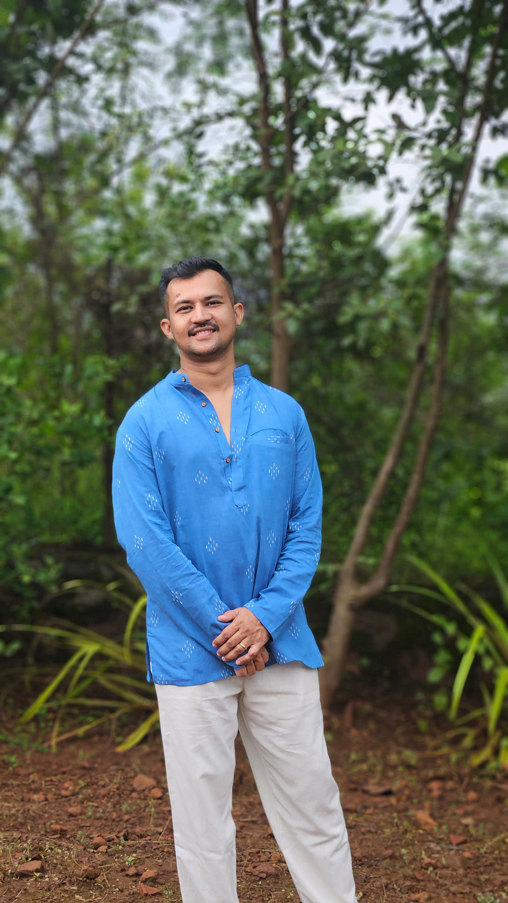 Blue handwoven short kurta