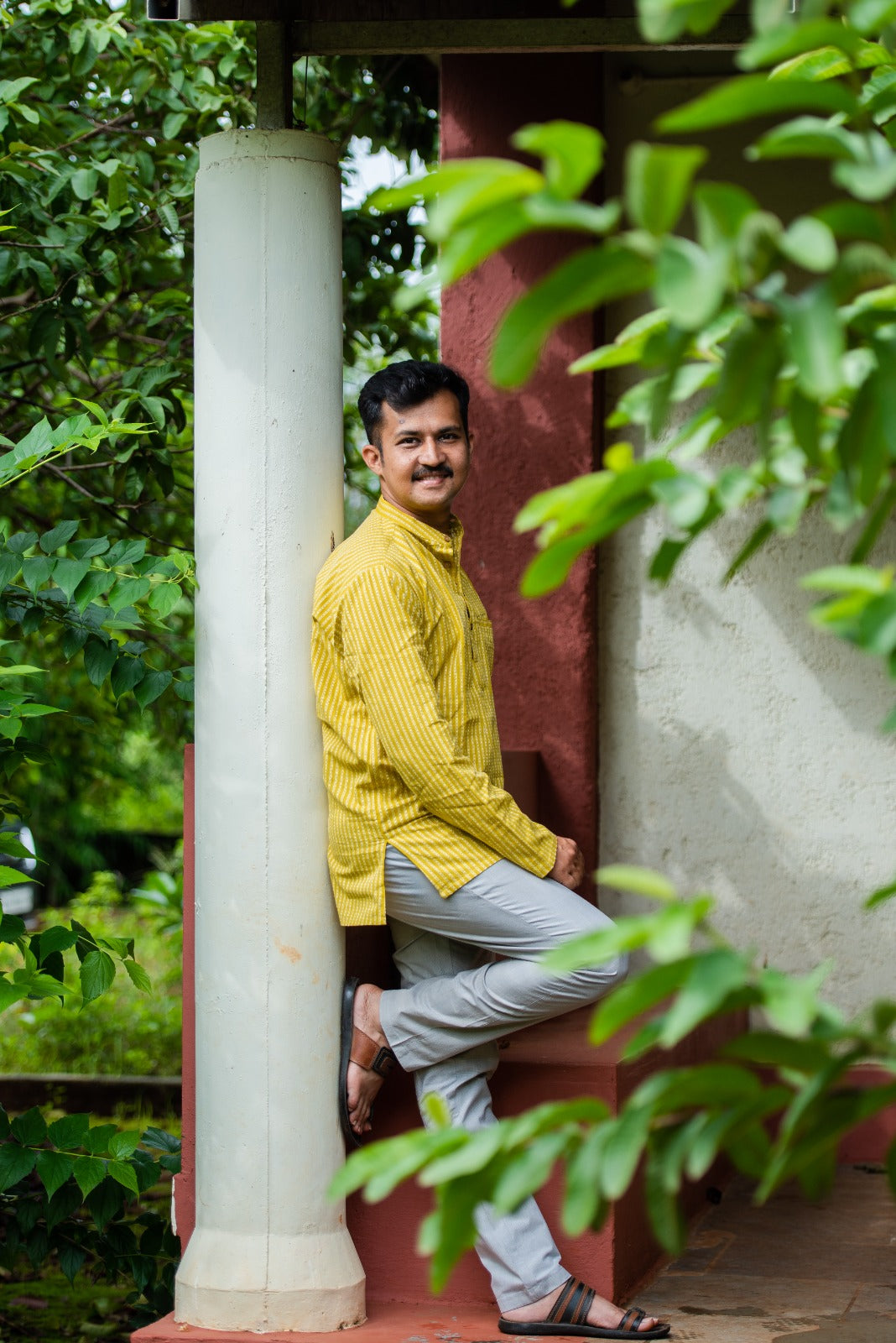 Handwoven stripes short kurta💛