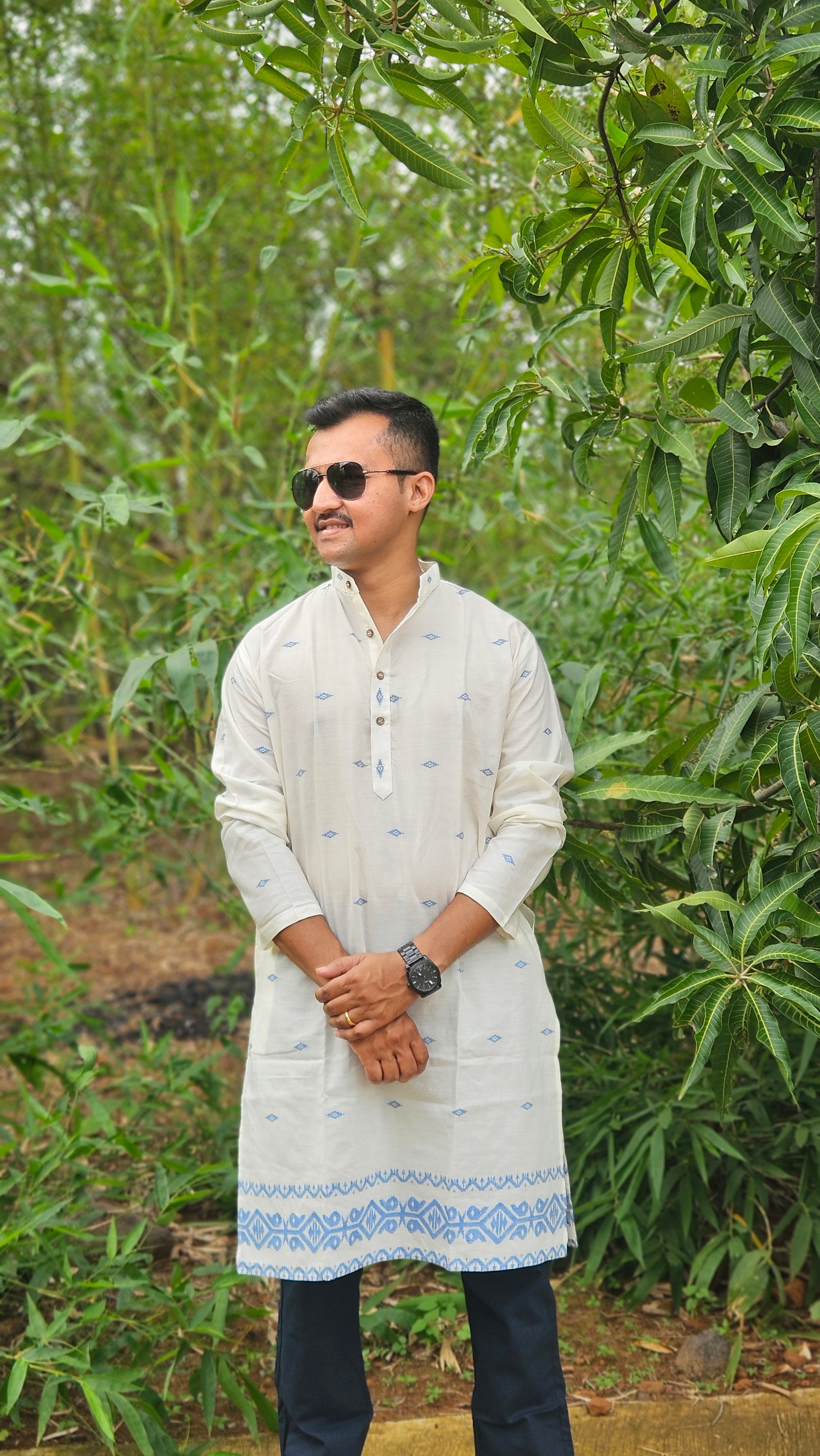 White Jamdani Handwoven kurta