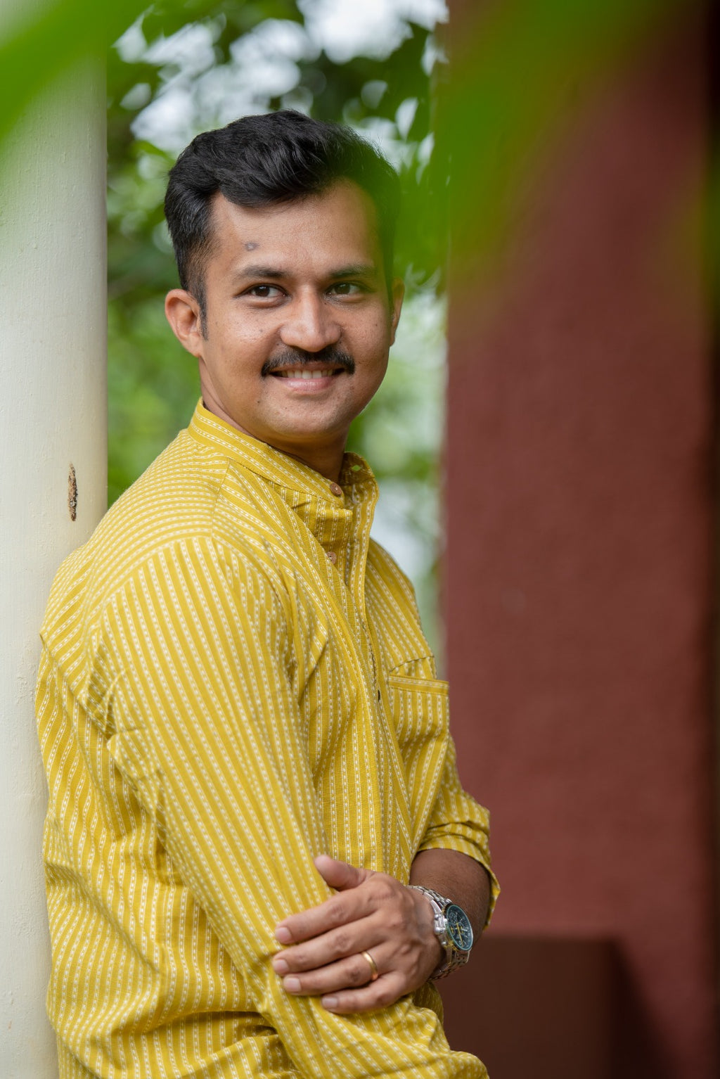 Handwoven stripes short kurta💛