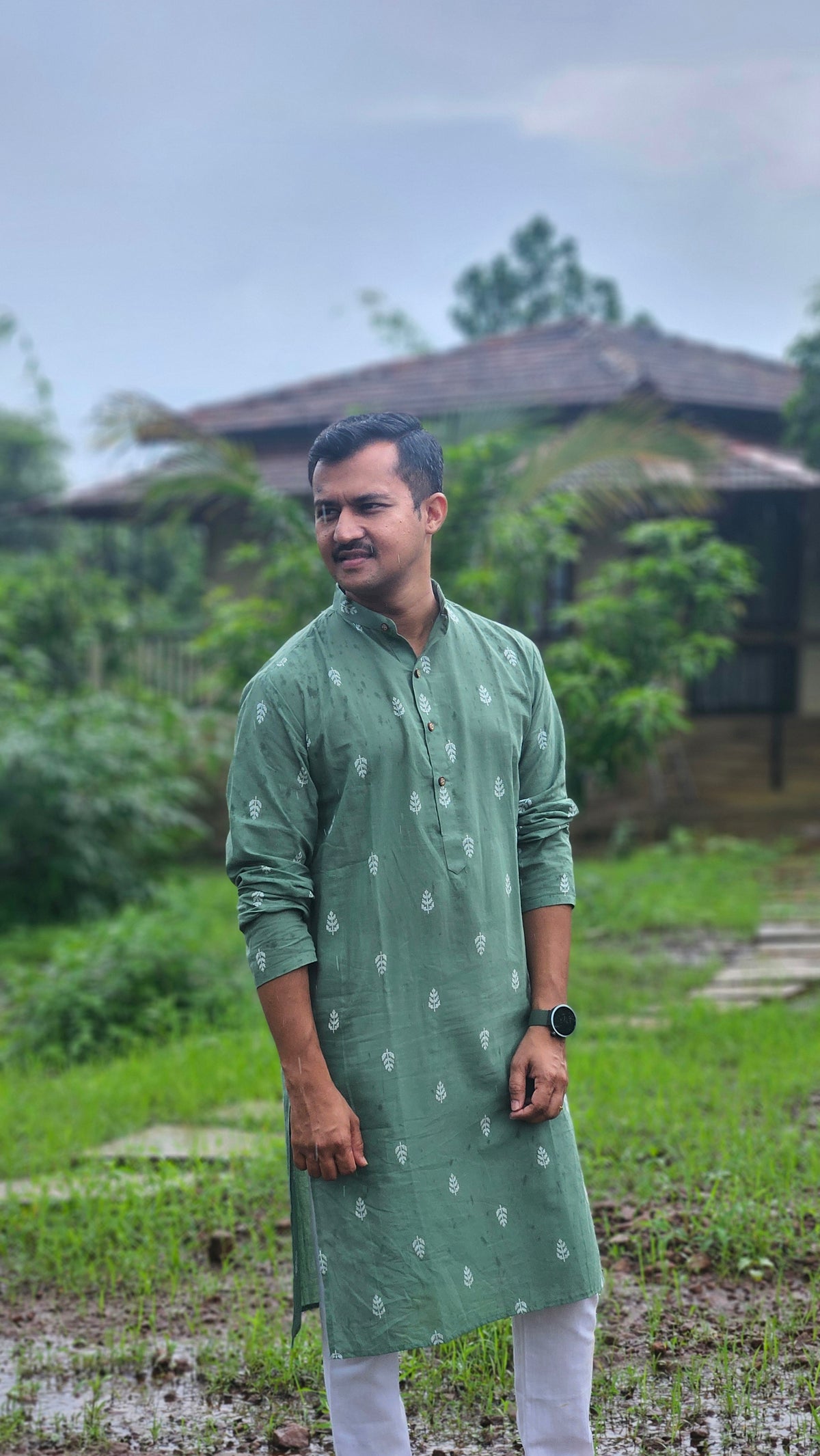 Sage green handwoven kurta✨️