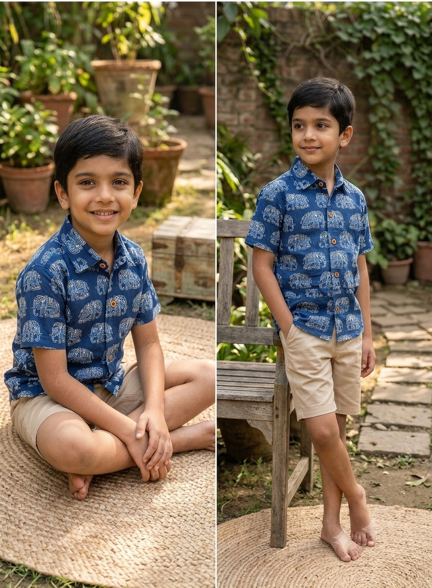 Blue elephant printed shirt