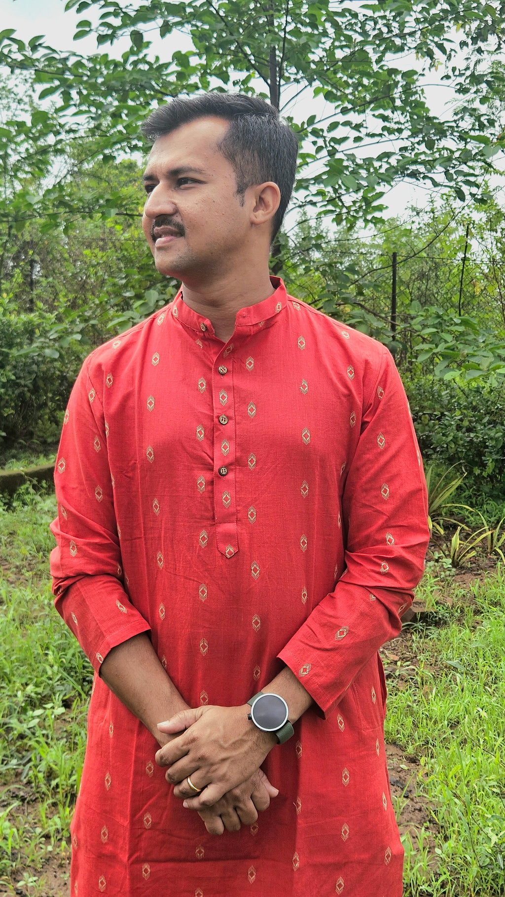 Orange handwoven kurta