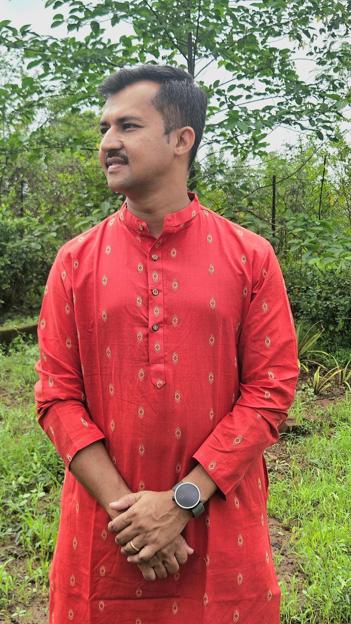 Orange handwoven kurta