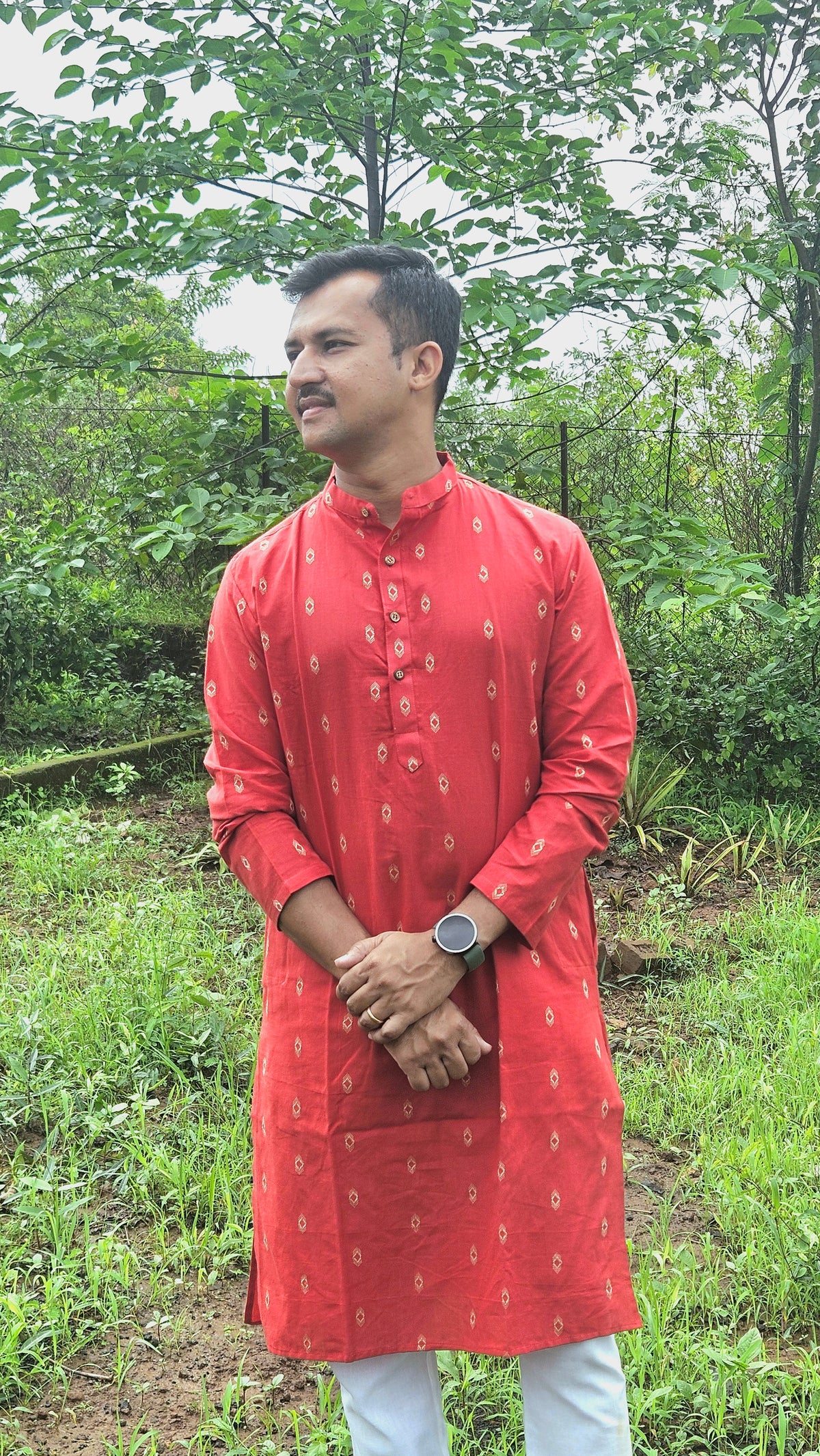 Orange handwoven kurta