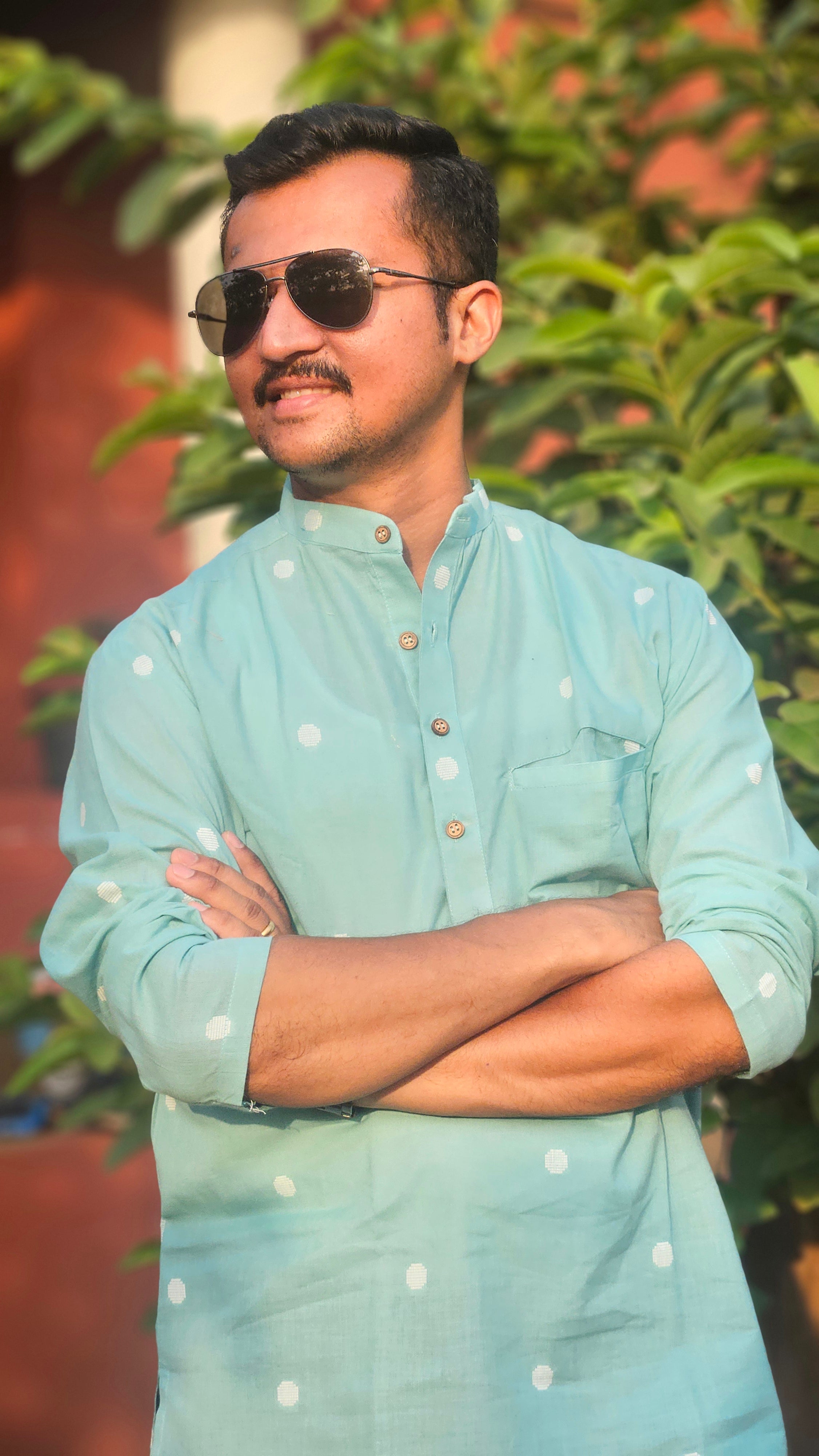 Aqua mint handwoven short kurta🩵