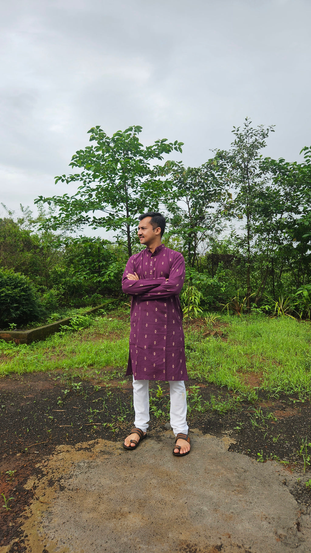 Purple handwoven kurta