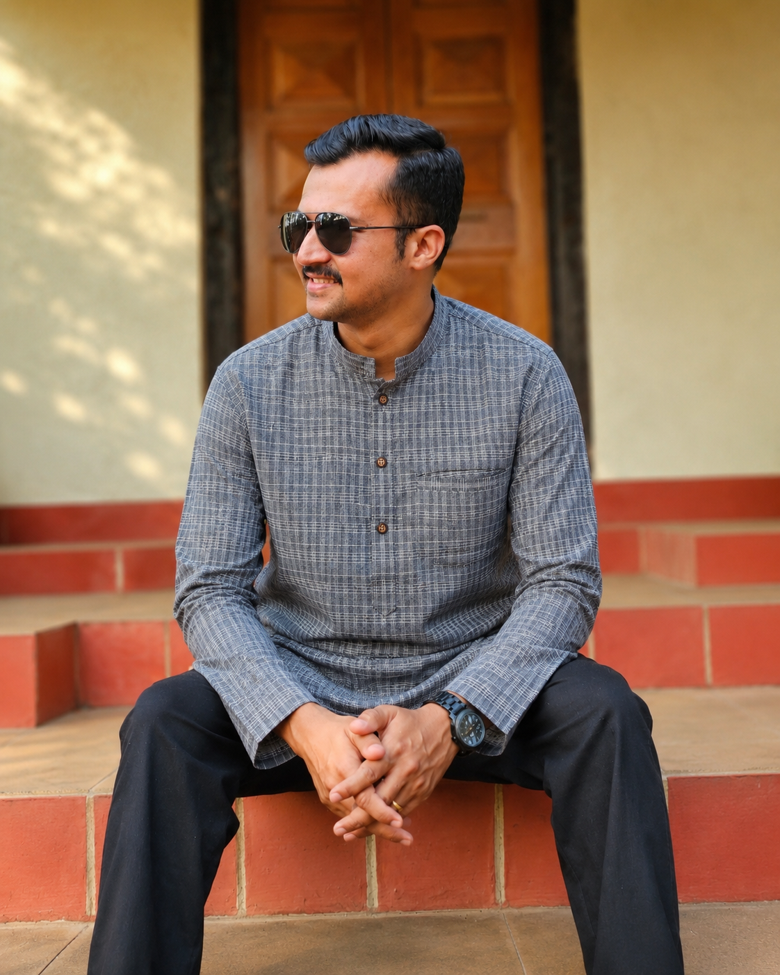 Grey handwoven short kurta🩶