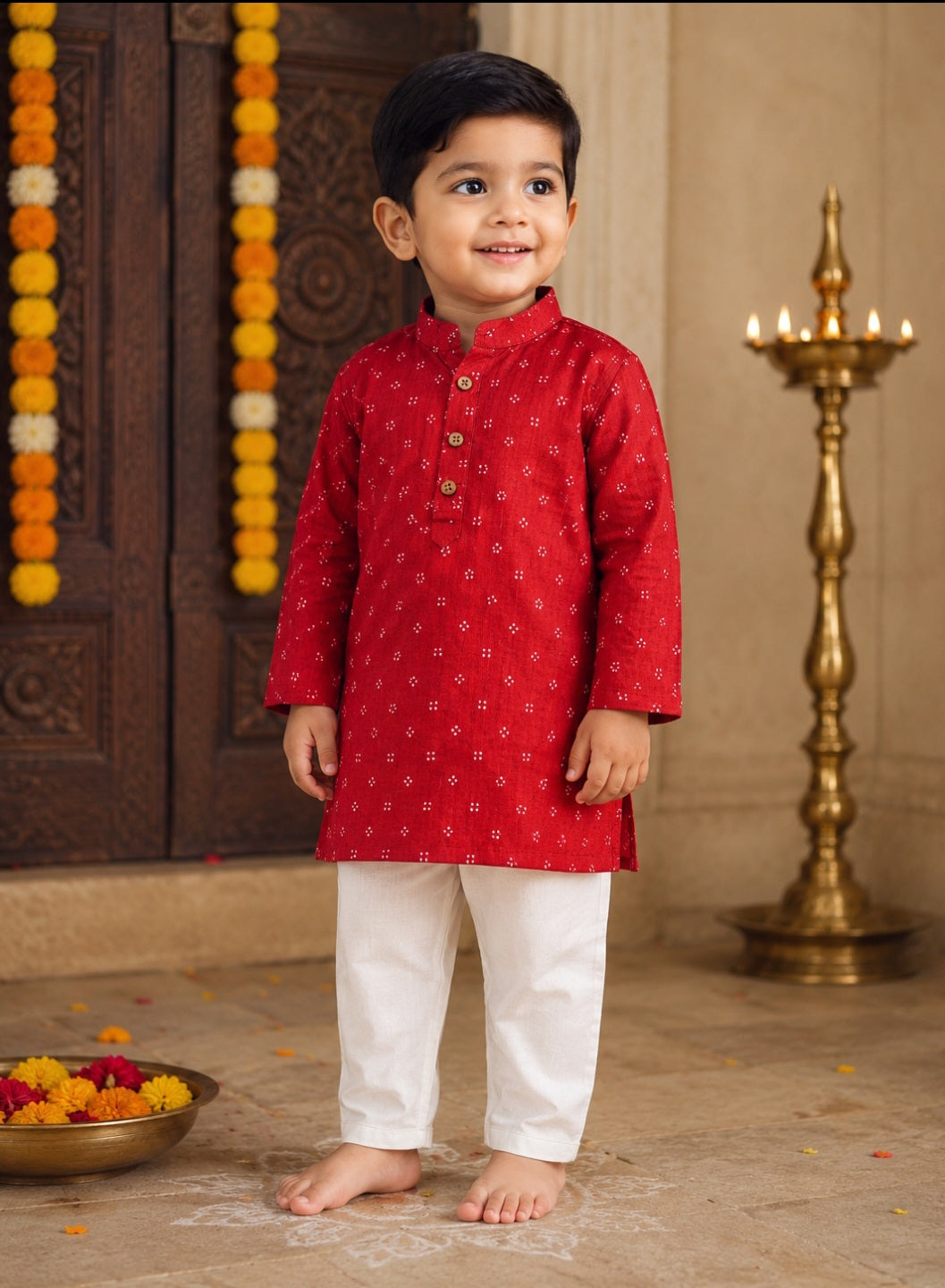 Red kurta pant set